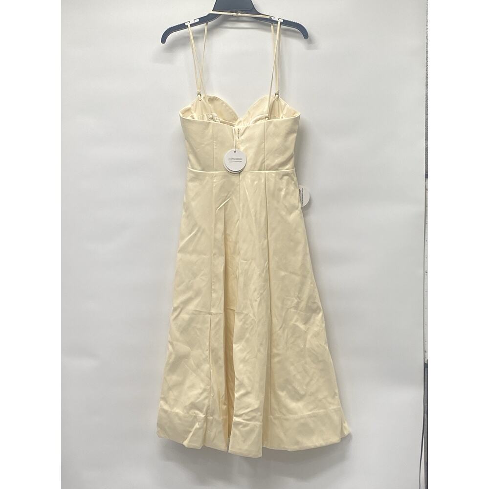 Staud Women’s Abstract Vegan Leather Bustier Corset Midi Dress Size 8 Cream - Picture 3 of 6
